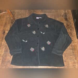 Black Winter Embroidered Button-Up Premier International Size- 2X